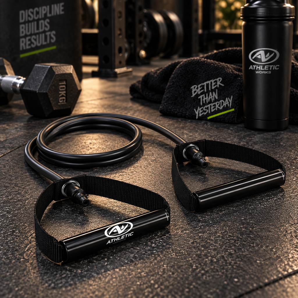 Home Gym Kit, Includes Resistance Tube, Ab Wheel, Jump Rope and Push-Up Bars